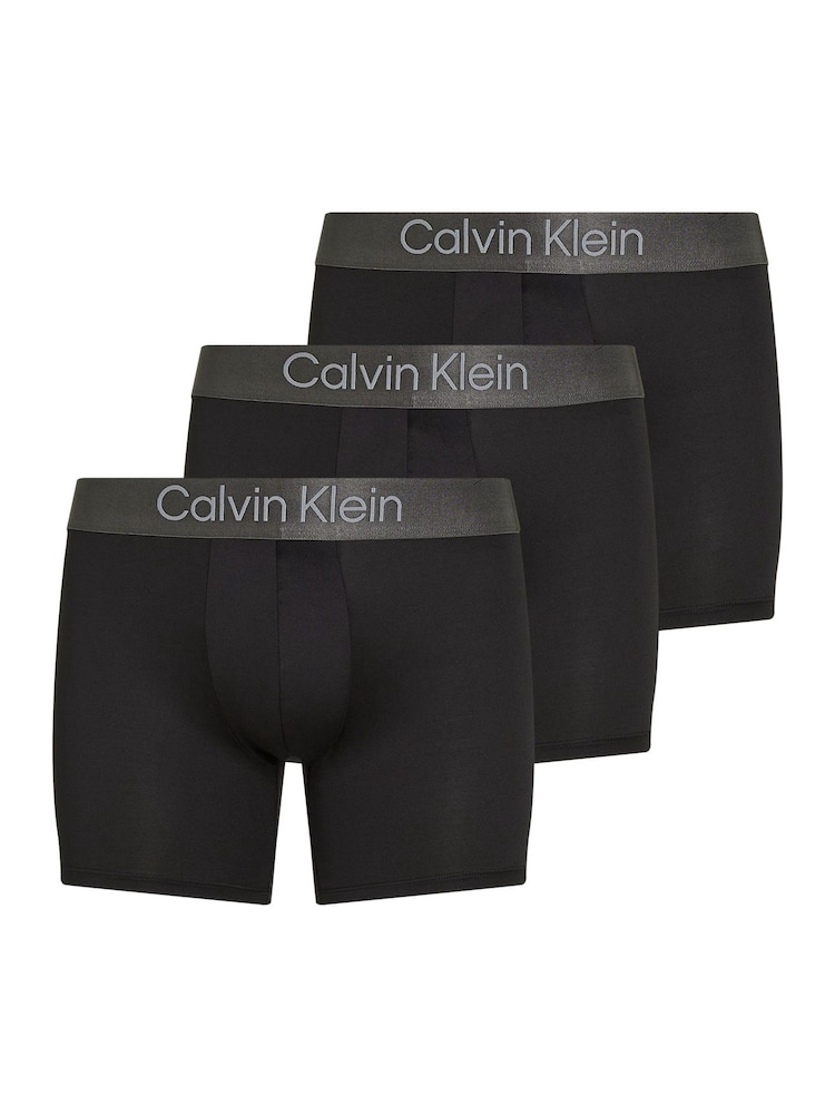 Calvin Klein Black Brushed Micro Stripe Boxer Briefs 3 Pack - Image 1 of 5
