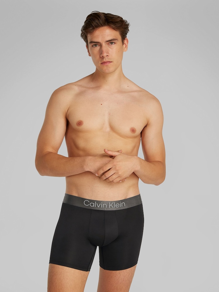 Calvin Klein Black Brushed Micro Stripe Boxer Briefs 3 Pack - Image 2 of 5