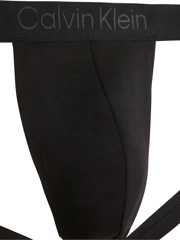 Calvin Klein Black Brushed Micro Stripe Jockstrap 3 Pack - Image 2 of 2