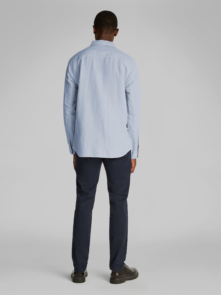Calvin Klein Blue Regular Fit Stripe Long Sleeve Shirt - Image 3 of 6