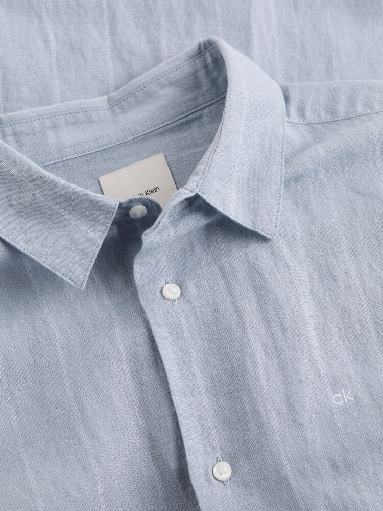 Calvin Klein Blue Regular Fit Stripe Long Sleeve Shirt - Image 5 of 6