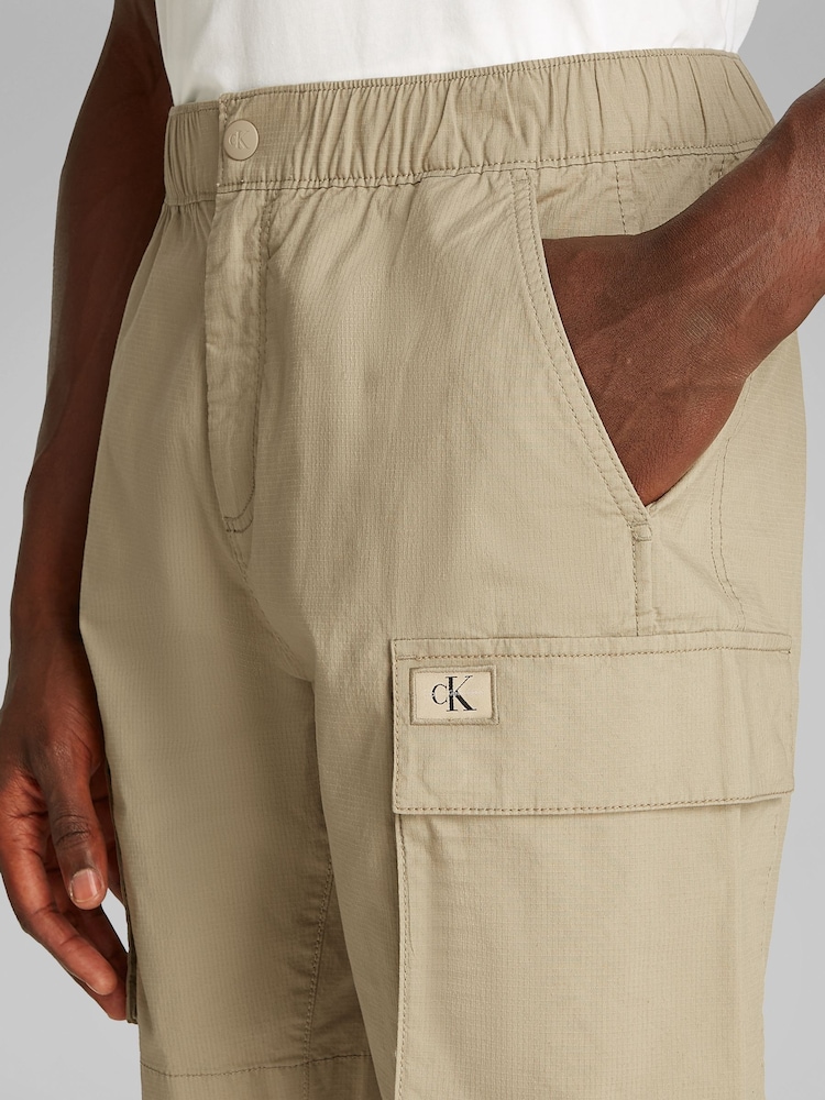 Calvin Klein Brown Washed Cargo Shorts - Image 4 of 7