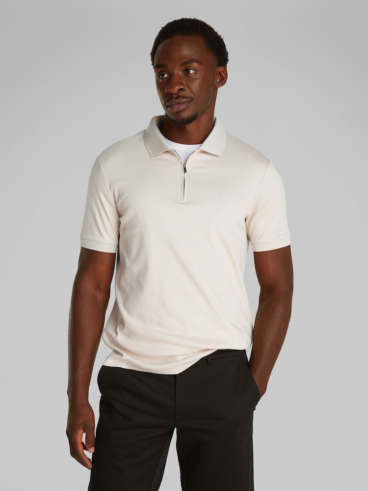 Calvin Klein Cream 100% Cotton Painted Polo Shirt - Image 1 of 6
