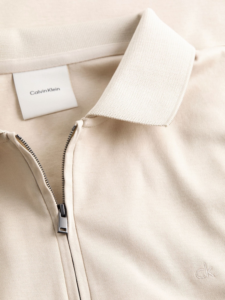 Calvin Klein Cream 100% Cotton Painted Polo Shirt - Image 6 of 6
