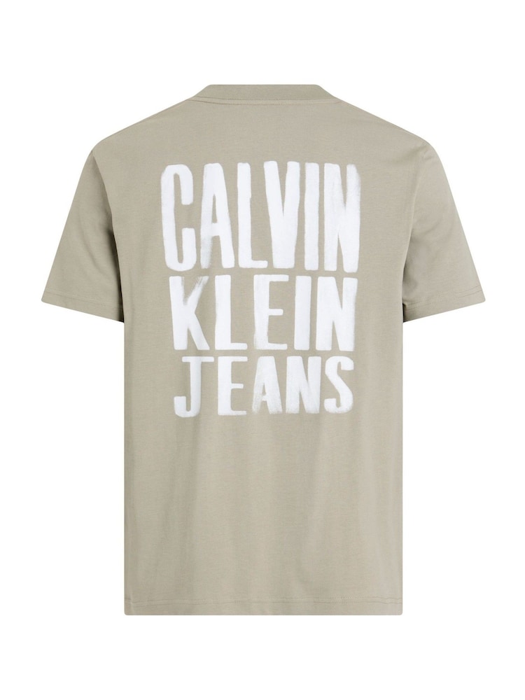 Calvin Klein Cream 100% Cotton Painted Jeans T-Shirt - Image 6 of 7