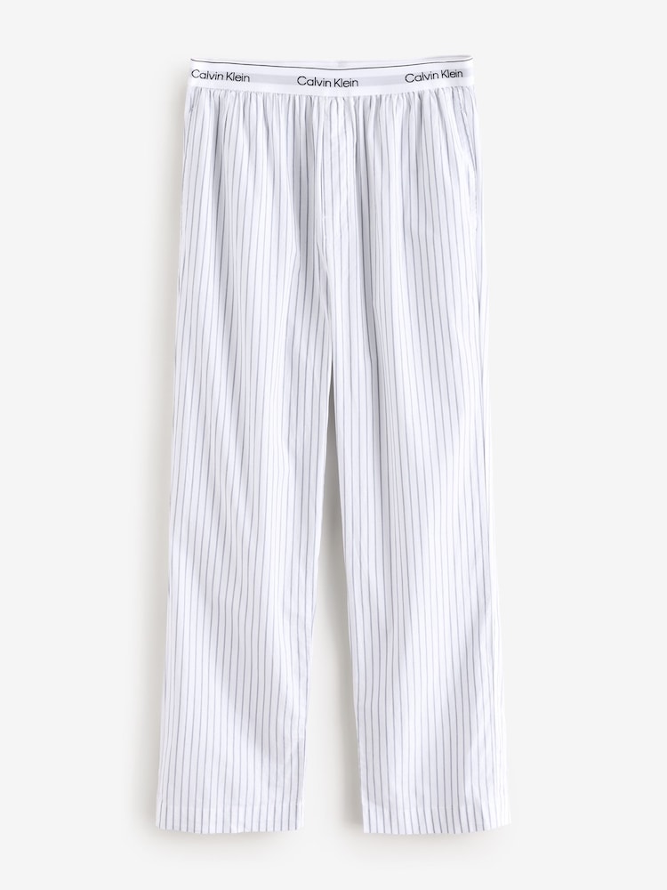 Calvin Klein Blue 100% Cotton Poplin Pyjama Trousers - Image 1 of 1 Calvin Klein Blue 100% Cotton Poplin Pyjama Trousers - Image 1 of 1