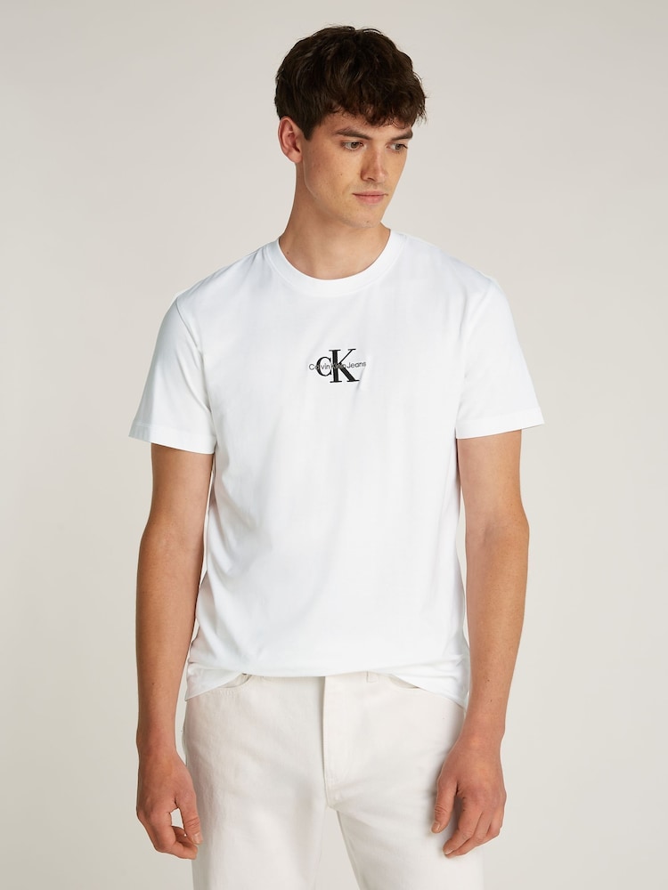 Calvin Klein Off White Monogram logo T-Shirt - Image 1 of 6
