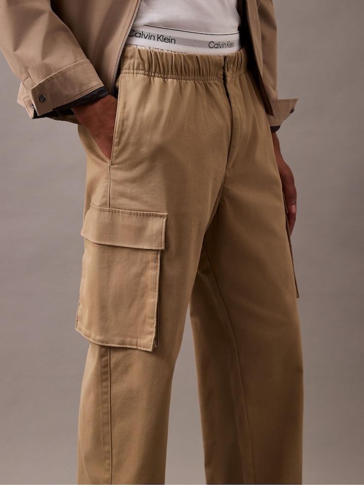 Calvin Klein Brown Pull On Straight Cargo Trousers - Image 5 of 7