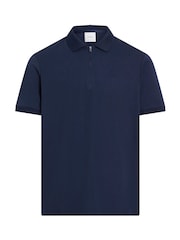 Calvin Klein Blue 100% Cotton Short Sleeve Zip Polo Shirt - Image 5 of 6