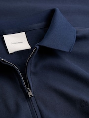 Calvin Klein Blue 100% Cotton Short Sleeve Zip Polo Shirt - Image 6 of 6