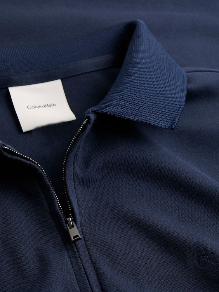 Calvin Klein Blue 100% Cotton Short Sleeve Zip Polo Shirt - Image 6 of 6