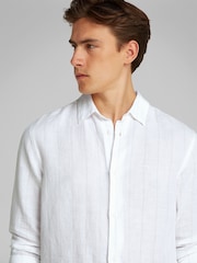 Calvin Klein White Regular Fit Stripe Long Sleeve Shirt - Image 4 of 6