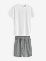 Calvin Klein White Icon 100% Cotton Stripe Lounge T-Shirt & Shorts Set - Image 1 of 3