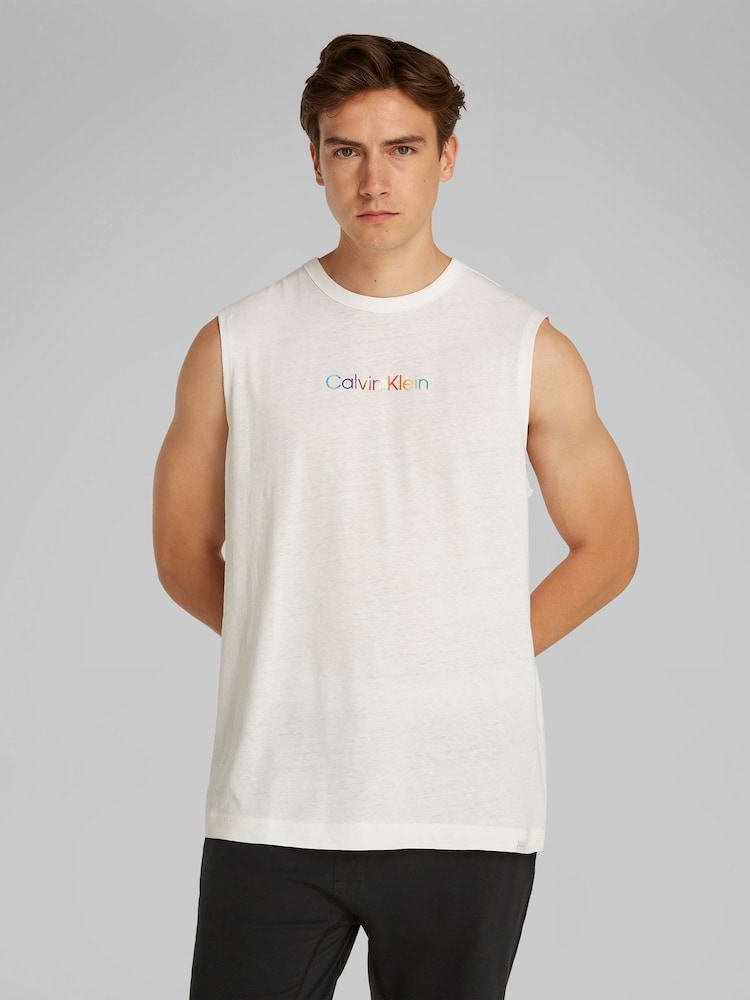 Calvin Klein White 100% Cotton Pride Lounge Tank Top - Image 1 of 5