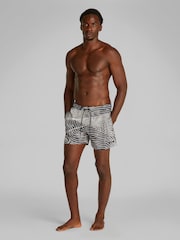 Calvin Klein Black Medium Printed Swim Shorts With Drawstring - Image 2 of 5