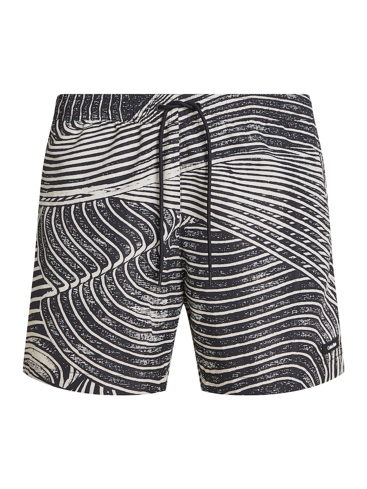 Calvin Klein Black Medium Printed Swim Shorts With Drawstring - Image 5 of 5