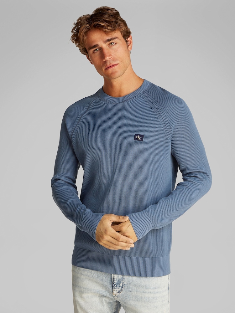 Calvin Klein Blue 100% Cotton Jumper - Image 1 of 7