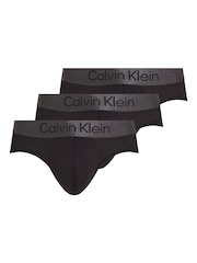 Calvin Klein Black Brushed Micro Stripe Hip Briefs 3 Pack - Image 1 of 5