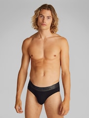 Calvin Klein Black Brushed Micro Stripe Hip Briefs 3 Pack - Image 2 of 5