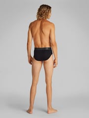 Calvin Klein Black Brushed Micro Stripe Hip Briefs 3 Pack - Image 4 of 5