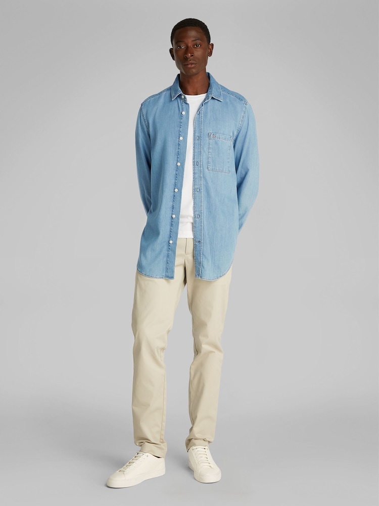 Calvin Klein Blue Lyocell Long Sleeve Shirt - Image 2 of 6
