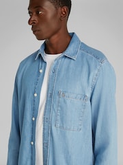 Calvin Klein Blue Lyocell Long Sleeve Shirt - Image 4 of 6