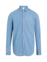 Calvin Klein Blue Lyocell Long Sleeve Shirt - Image 5 of 6