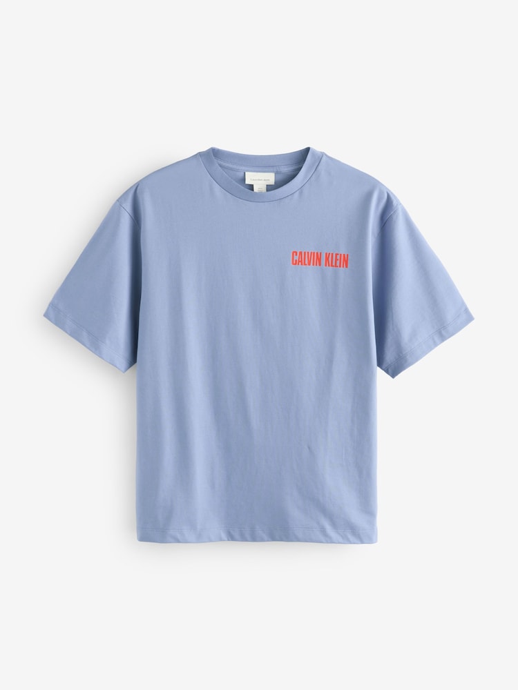 Azul - Camiseta Calvin Klein Relaxed 100% algodão com logotipo - Imagem 1 de 1