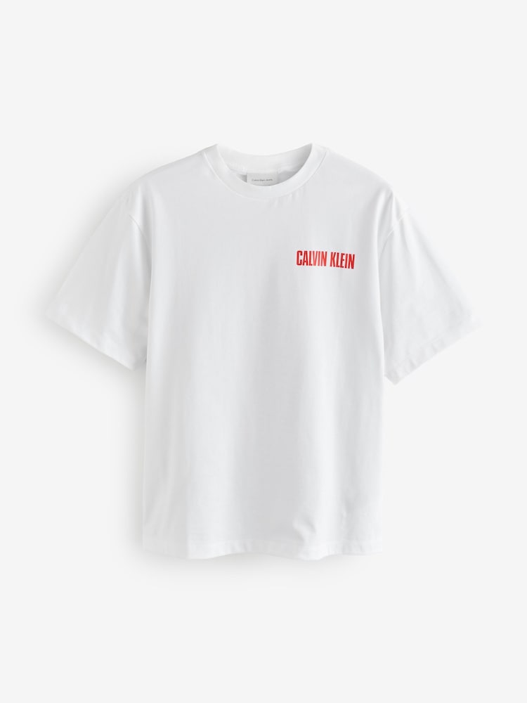 Branco - Camiseta Calvin Klein Relaxed 100% algodão com logotipo - Imagem 1 de 1