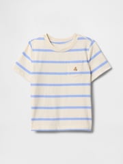Gap Cream & Blue Striped Relaxed Original Short Sleeve T-Shirt (6mths-5yrs) - Image 1 of 2
