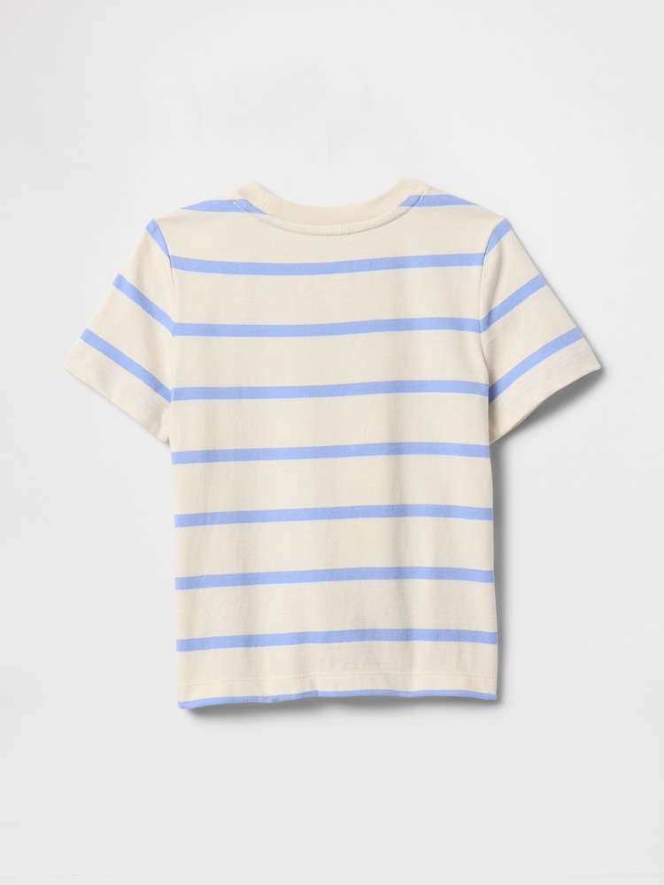 Gap Cream & Blue Striped Original Short Sleeve T-Shirt (6mths-5yrs) - Image 2 of 2 Gap Cream & Blue Striped Original Short Sleeve T-Shirt (6mths-5yrs) - Image 2 of 2