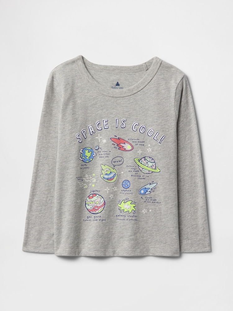 Gap Grey Space Long Sleeve Crew Neck Graphic T-Shirt (6mths-5yrs) - Image 1 of 2