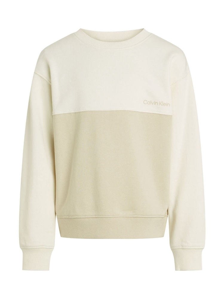 Calvin Klein Cream Terry 100% Cotton Sweatshirt - Image 4 of 5