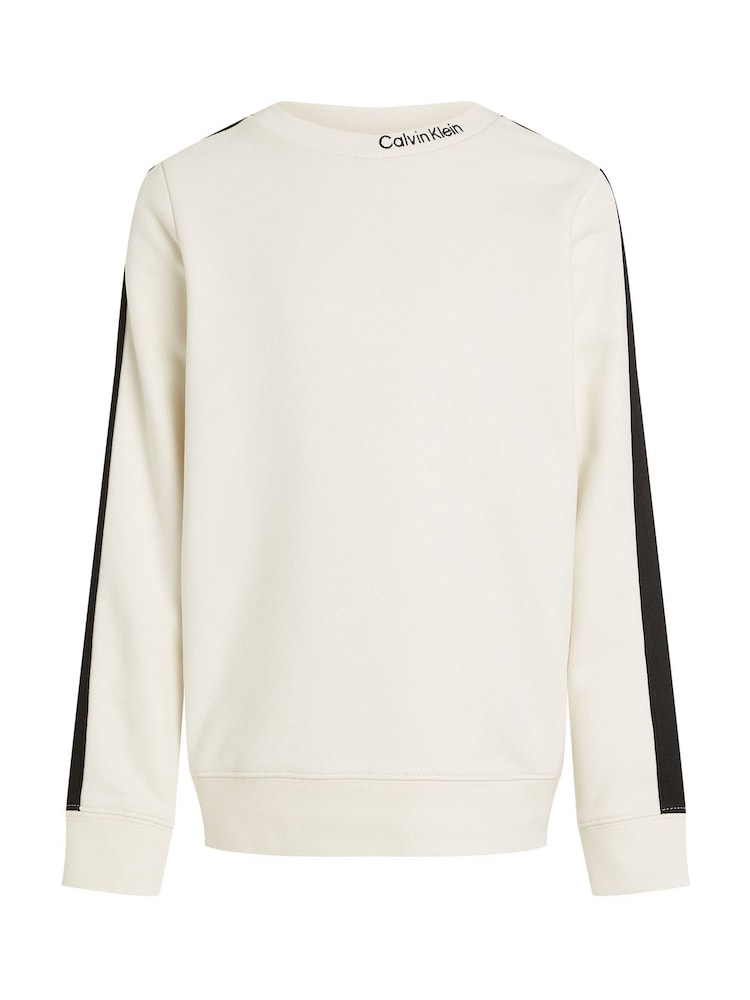Calvin Klein Brown Soft 100% Cotton Terry Crew Neck Sweatshirt - Image 4 of 5