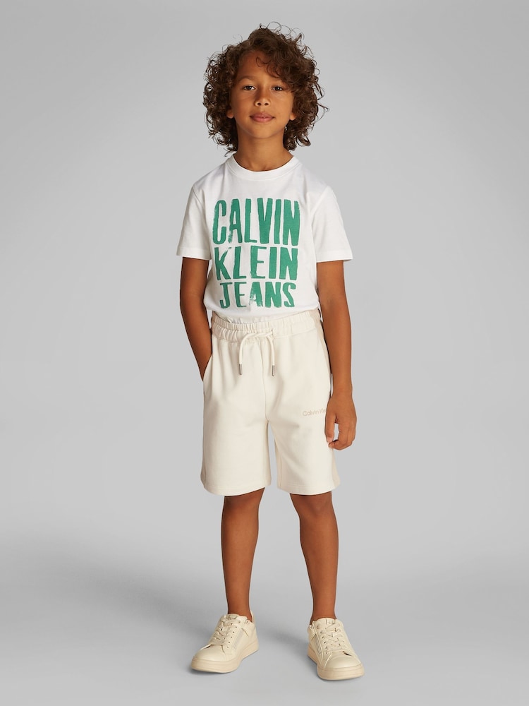 Calvin Klein Cream Relaxed Jogger 100% Cotton Shorts - Image 1 of 5