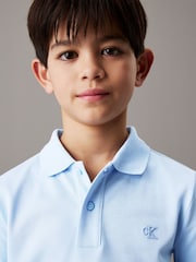 Calvin Klein Blue Regular Fit Sleeve Polo Shirt - Image 3 of 4