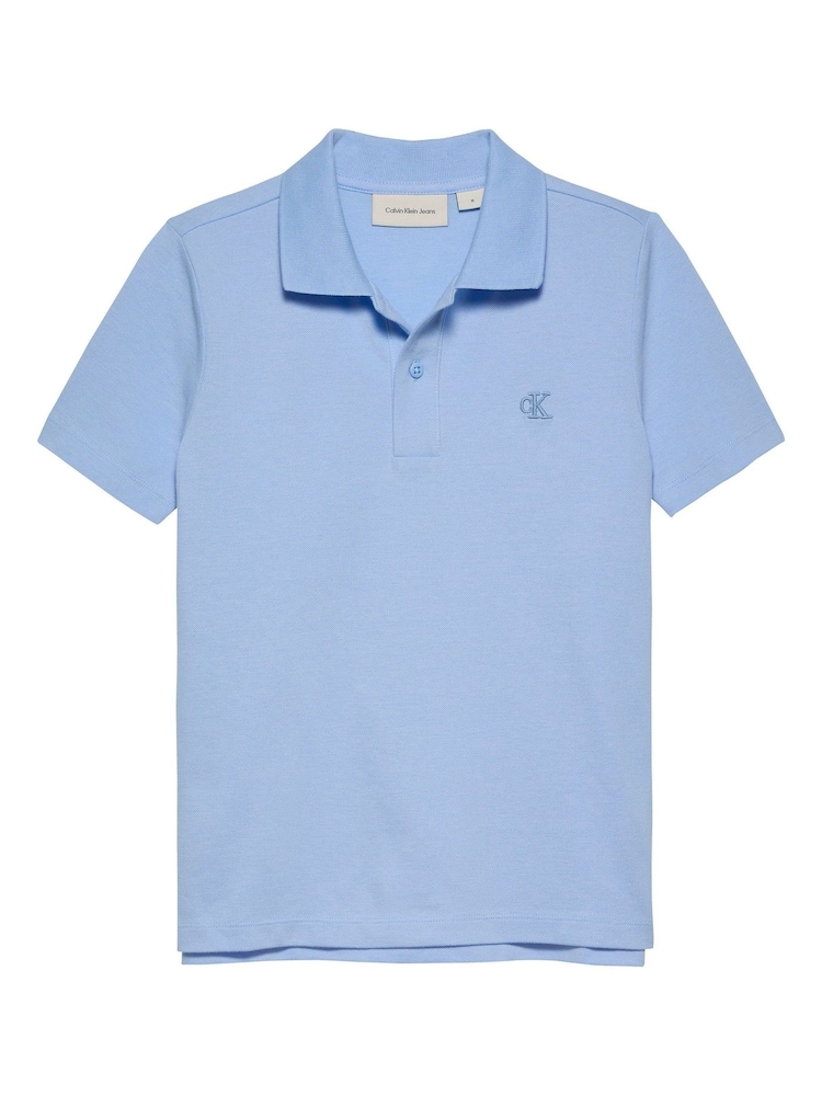 Calvin Klein Blue Regular Fit Sleeve Polo Shirt - Image 4 of 4