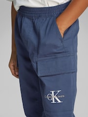Calvin Klein Blue Regular Fit Stretch Cargo Trousers - Image 3 of 5