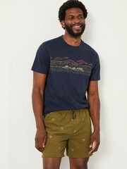 FatFace Trevose Khaki Green Embroidered Starfish Swim Shorts - Image 4 of 5