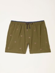 FatFace Trevose Khaki Green Embroidered Starfish Swim Shorts - Image 5 of 5