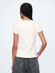 Gap White Modern Cotton-Modal Short Sleeve Ribbed Cropped T-Shirt - Image 2 of 4