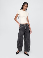 Gap White Modern Cotton-Modal Short Sleeve Ribbed Cropped T-Shirt - Image 3 of 4