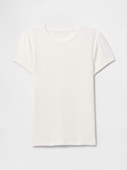 Gap White Modern Cotton-Modal Short Sleeve Ribbed Cropped T-Shirt - Image 4 of 4