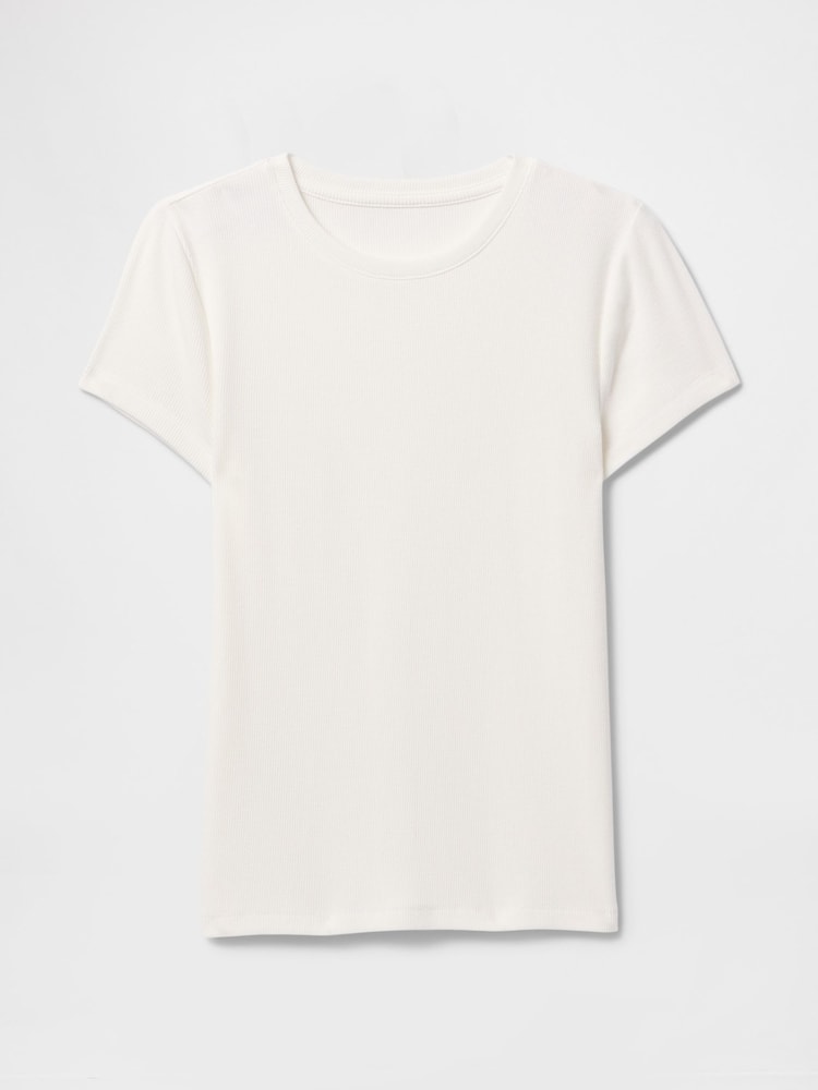 Gap White Modern Cotton-Modal Short Sleeve Ribbed Cropped T-Shirt - Image 4 of 4
