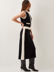 Monsoon Black Narla Side Stripe Knit Midi Skirt - Image 1 of 5