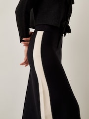 Monsoon Black Narla Side Stripe Knit Midi Skirt - Image 3 of 5