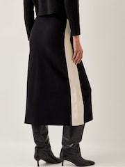 Monsoon Black Narla Side Stripe Knit Midi Skirt - Image 4 of 5