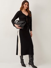 Monsoon Black Narla Side Stripe Knit Midi Skirt - Image 5 of 5