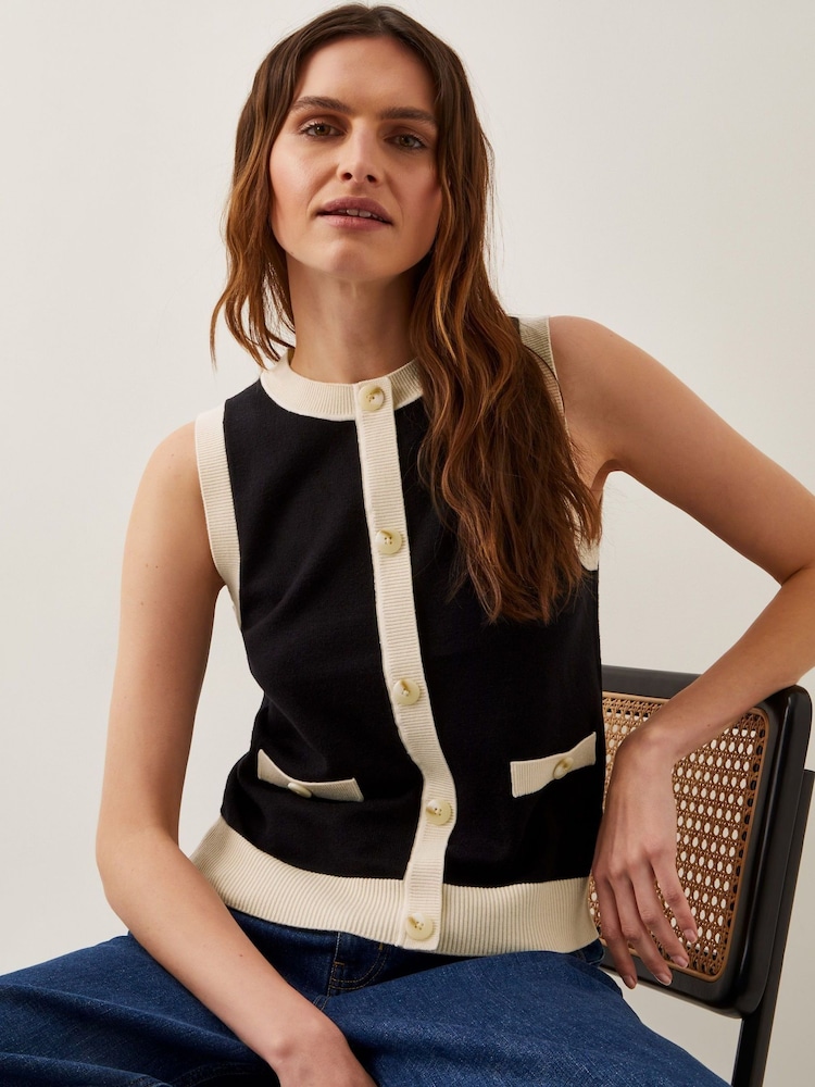 Monsoon Black Sala Two Tone Knit Vest - Image 3 of 5