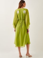 Monsoon Green Tilly Floral Print Embroidered Midi Dress - Image 3 of 4